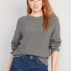 NWOT Old Women’s Heather Gray Textured-Knit Tunic Sweater Size Medium